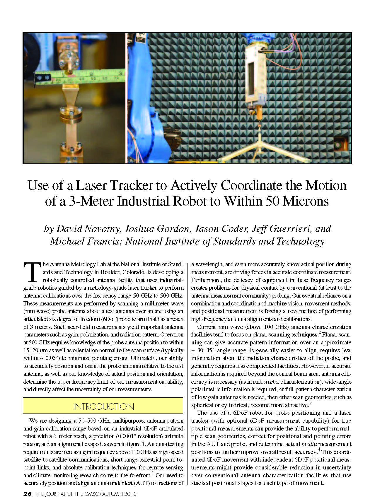 Use of a Laser Tracker to Actively Coordinate the Motion of a 3-Meter ...
